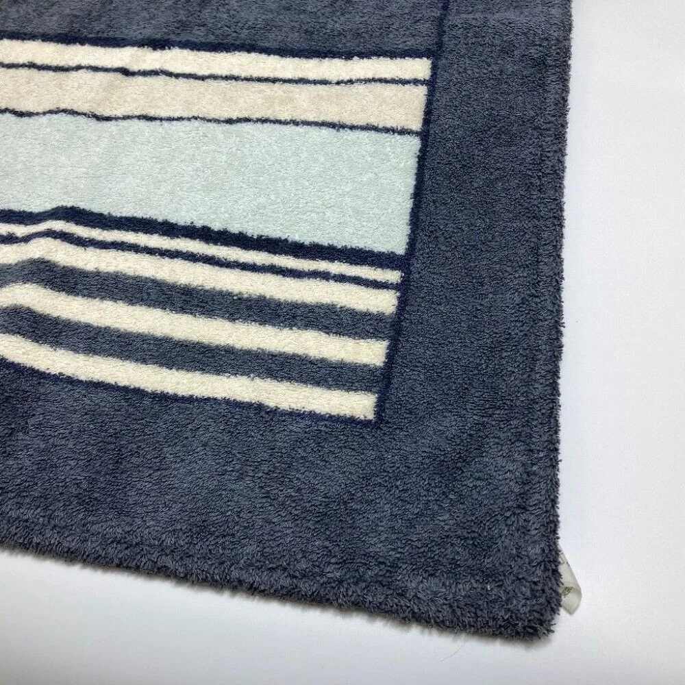 CHANEL border bath towel Beach towel towel cotton Ivory x Blue Based